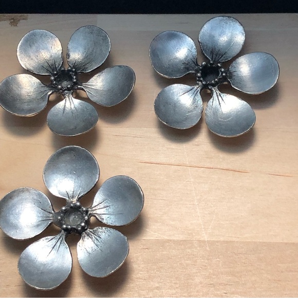 Metzke Vintage Pewter Blossom Taper Candle Holders-Three (3) - Picture 2 of 8